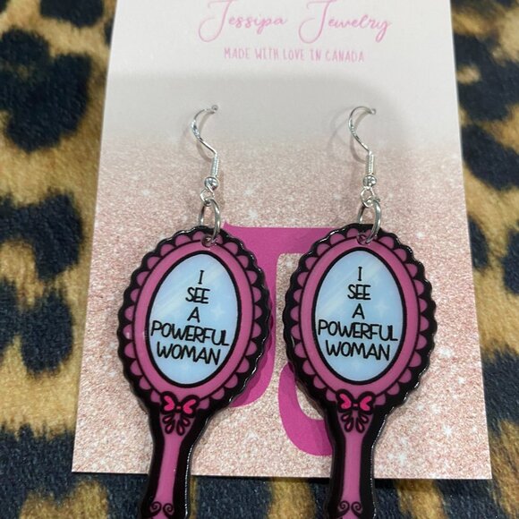 I See A Powerful Woman Silver Earrings - Picture 1 of 1